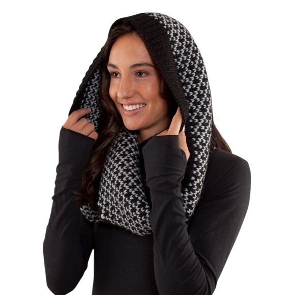 Lululemon Infinity Mad Fair Isle Scarf Silver Slate/Black One Size Winter Boho - Picture 2 of 14